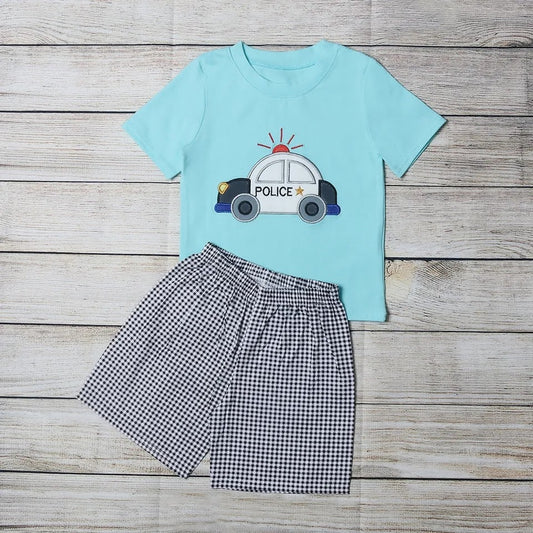 Back The Blue Boys Applique Short Set