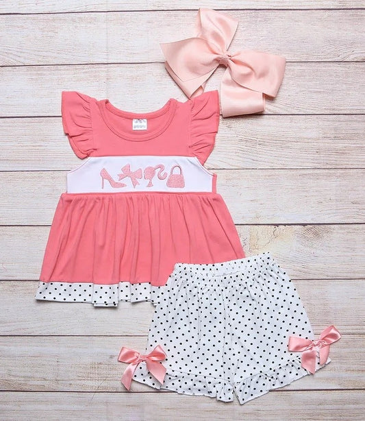Come On Barbie, Let's Go Party Embroidered Short Set