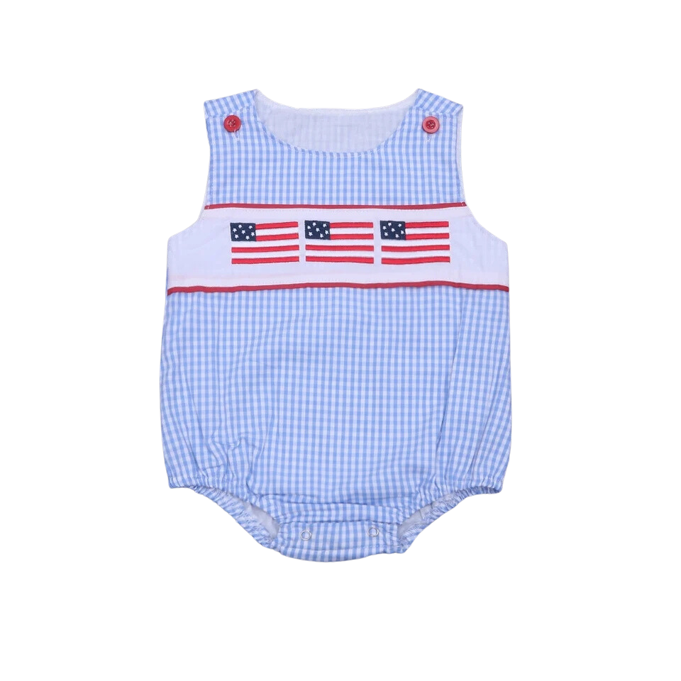 Smocked Patriotic Baby Boy Flag Bubble