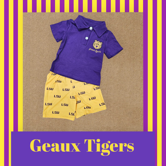 LSU Boys Embroidered Polo Short Set