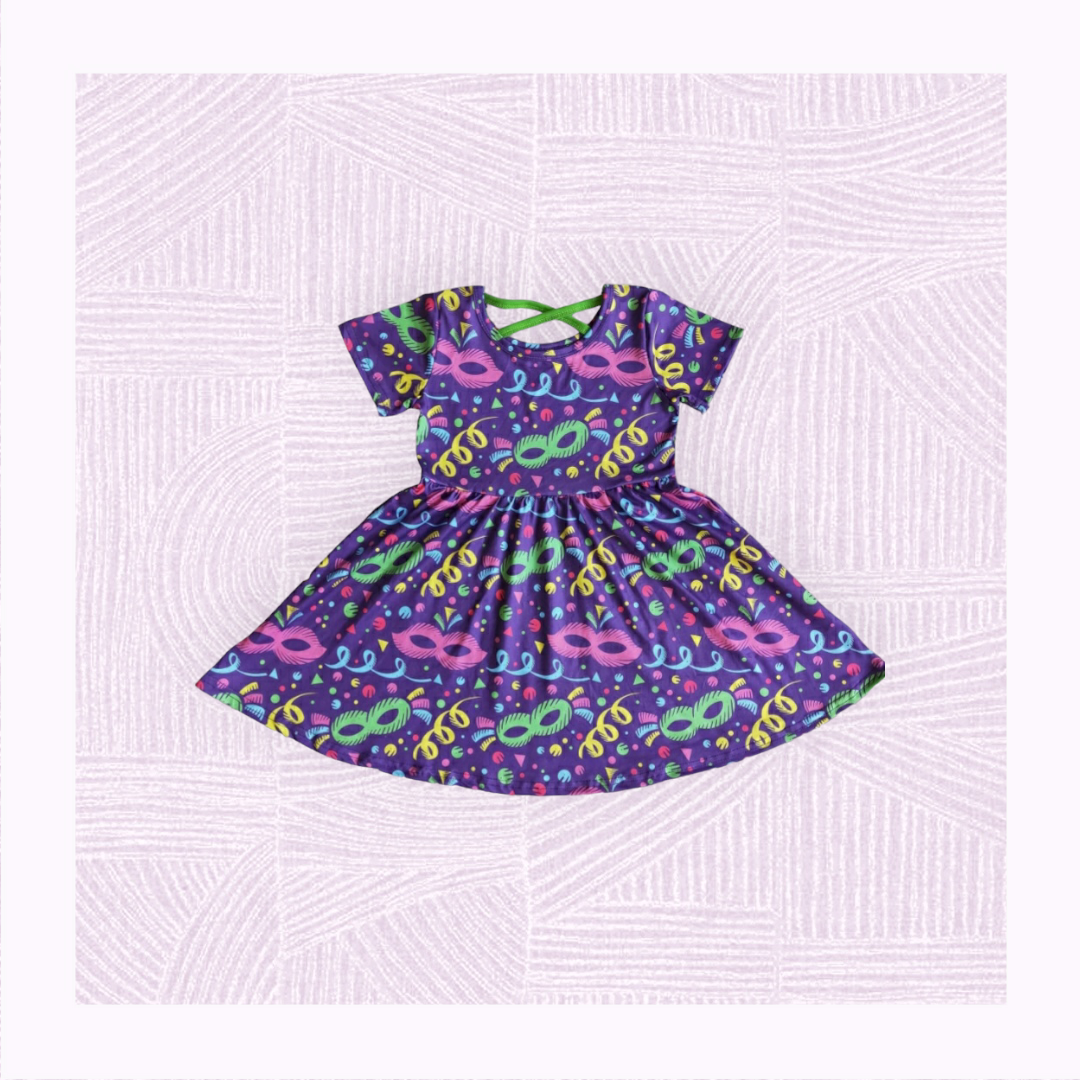 Girls Mardi Gras Mask Dress