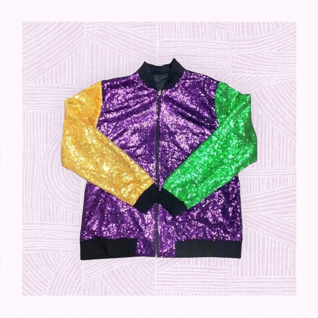 Girls Mardi Gras Bomber Jacket