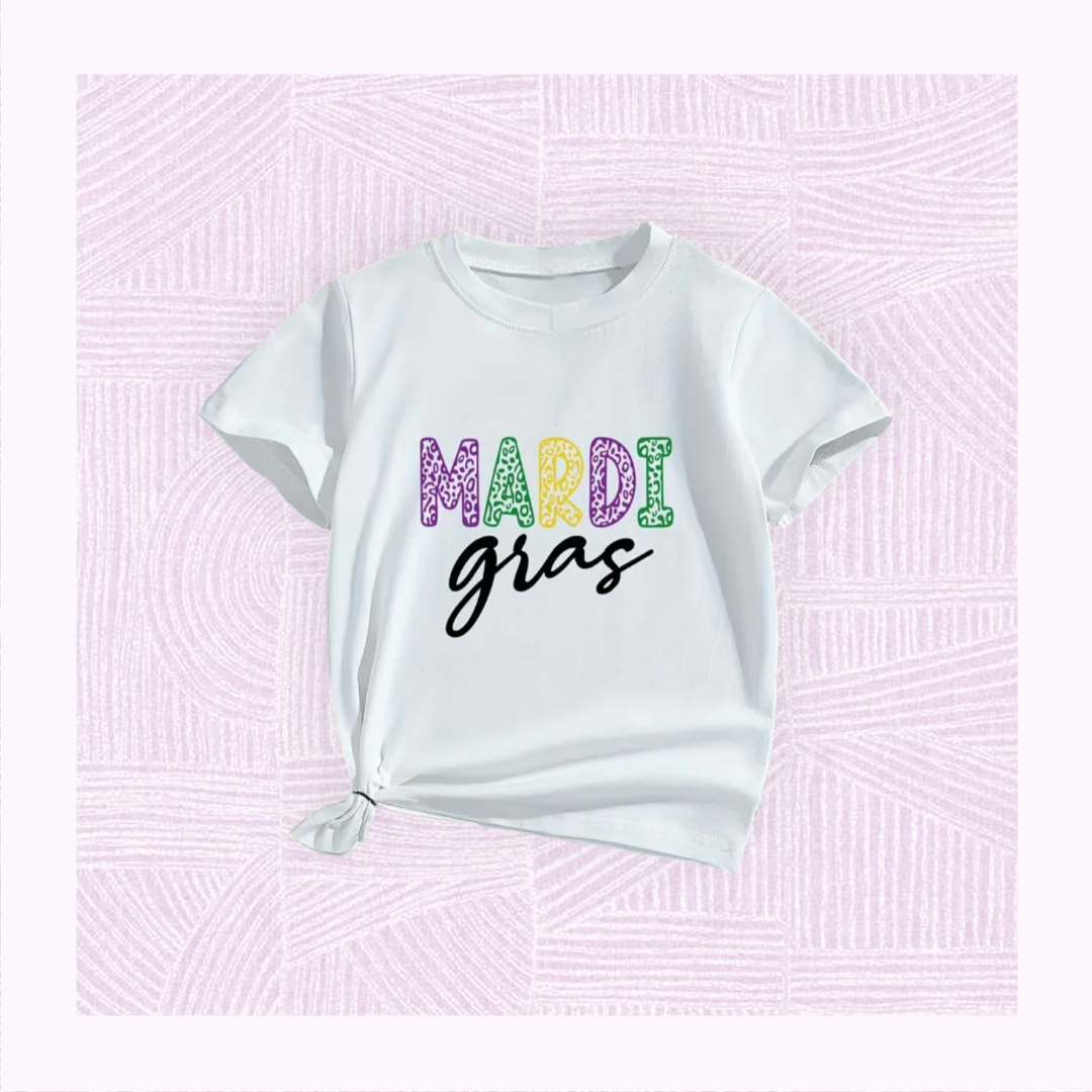 Girls Mardi Gras Animal Print Shirt