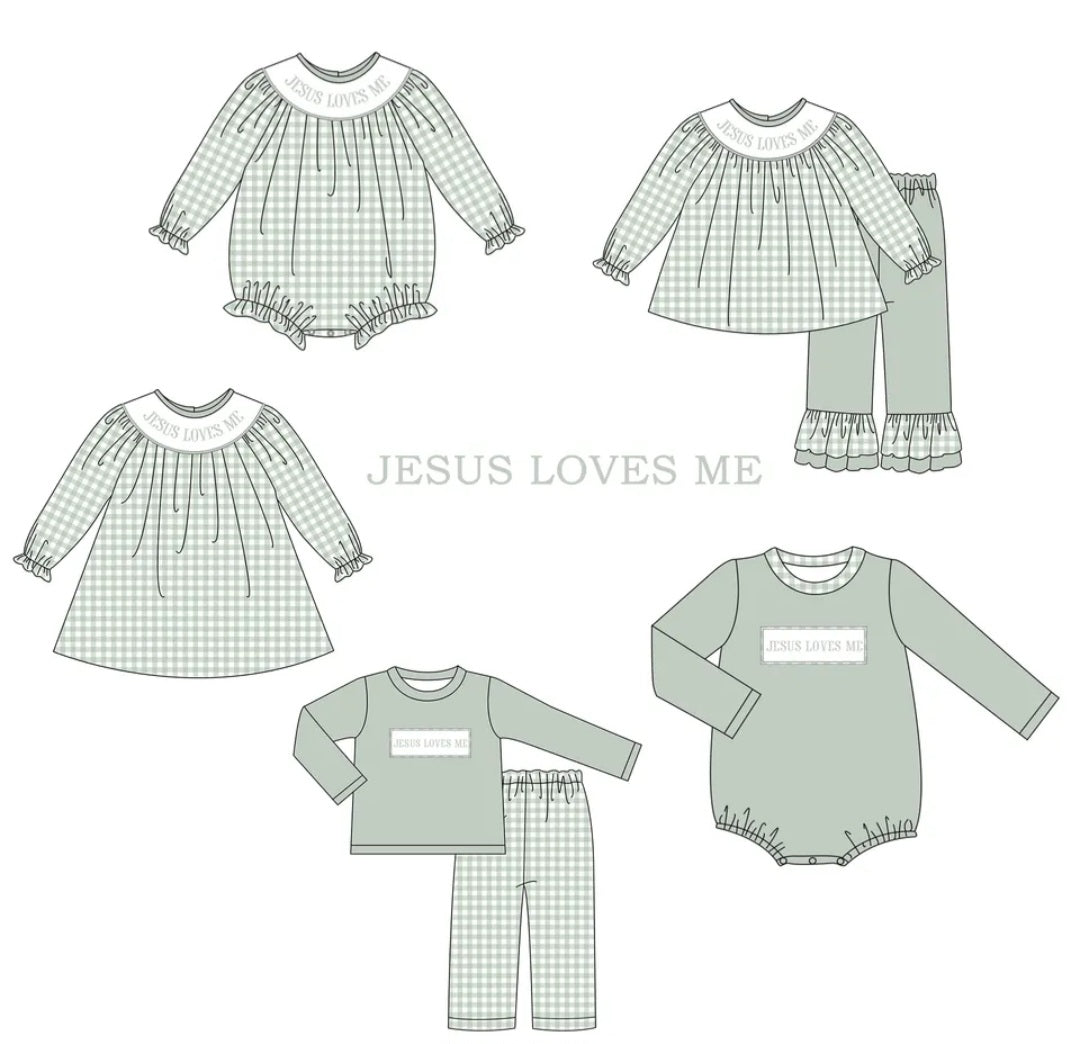 Jesus Loves Me Embroidered and Monogrammed Collection Girls Bubble