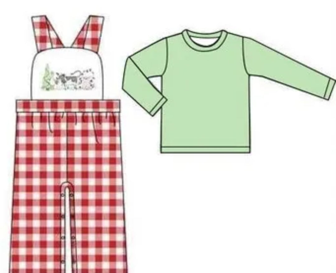 Christmas Animals Embroidered Girl's Romper Set