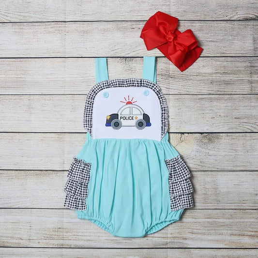 Back The Blue Girls Applique Romper