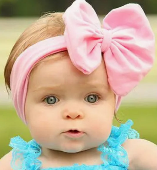 Solid fabric bow headband
