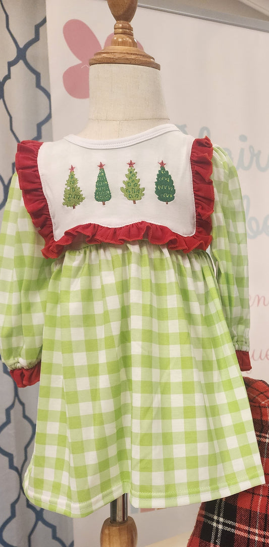 Girls Whimsical Christmas Embroidered Dress