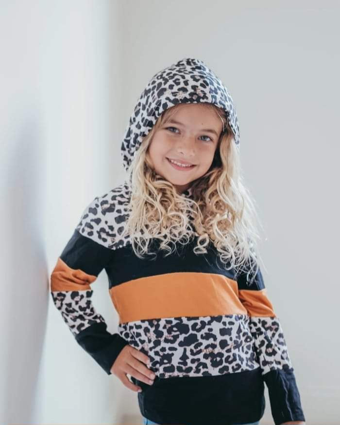 Girls Fall Leopard Hoodie Top