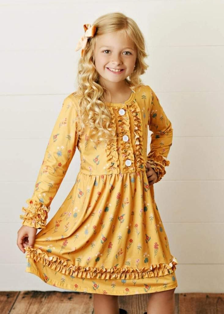 Girls Ruffled Floral Dress