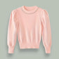 Girls Pink Knit Pullover with Rhinestone Collar