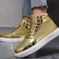 Ladies Glittery Gold Mardi Gras Hi-top Sneakers