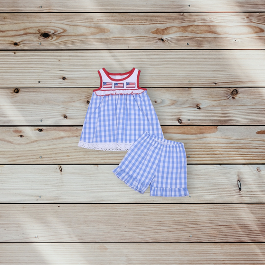 Red, White and Blue Girls Patriotic Tank and Short Set