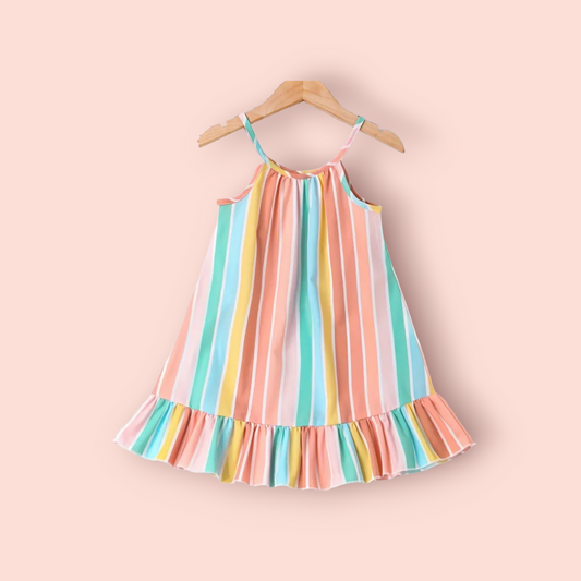 Pastel Candy Striped Rainbow Dress