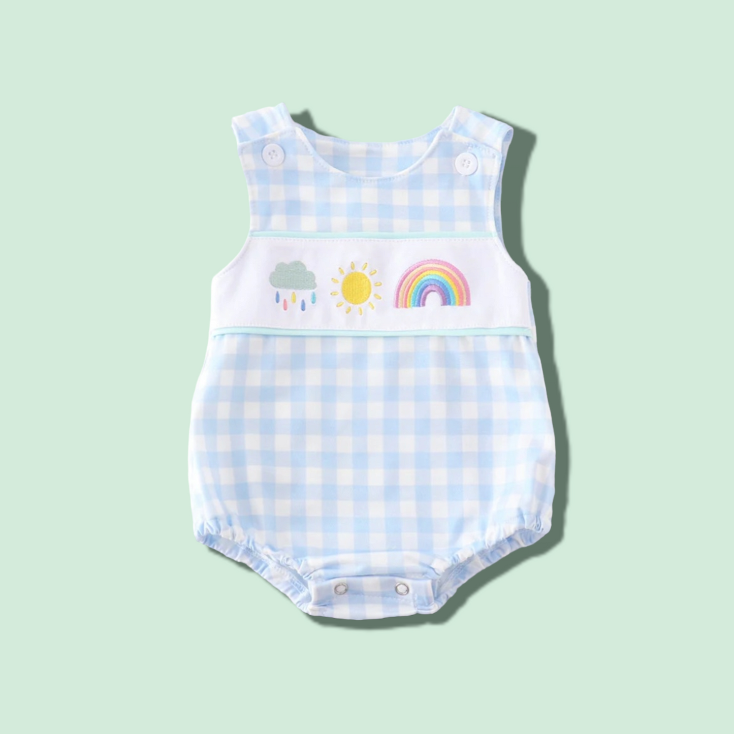 Rainbow Baby Embroidered Boys Romper