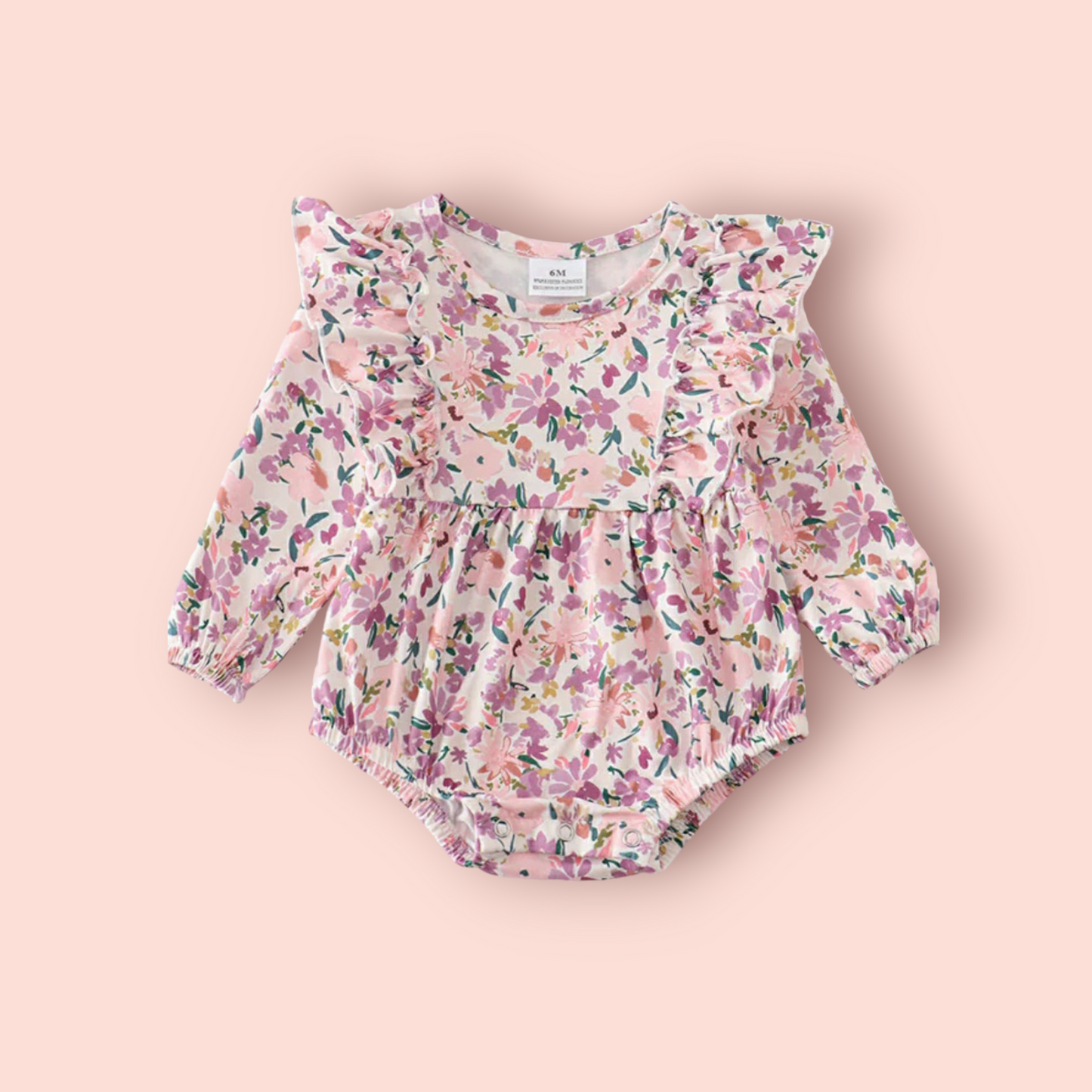 Girls Lilac Floral Long-sleeved Bubble