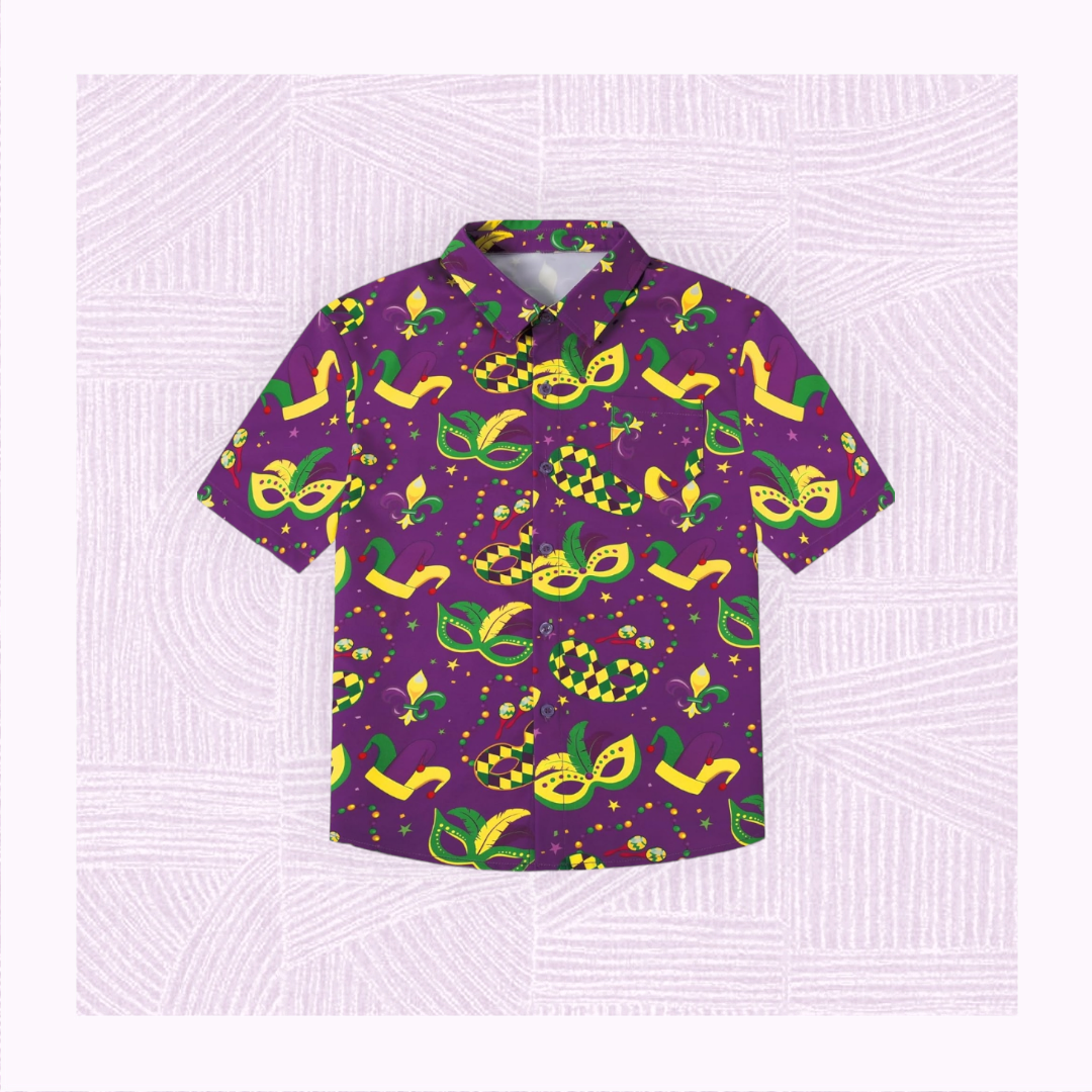 Boys Mardi Gras Button Down Shirt