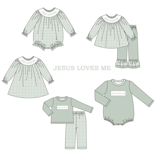 Jesus Loves Me Embroidered and Monogrammed Collection Girls Bubble