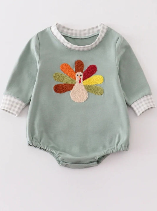 Boys French Knot Turkey Romper