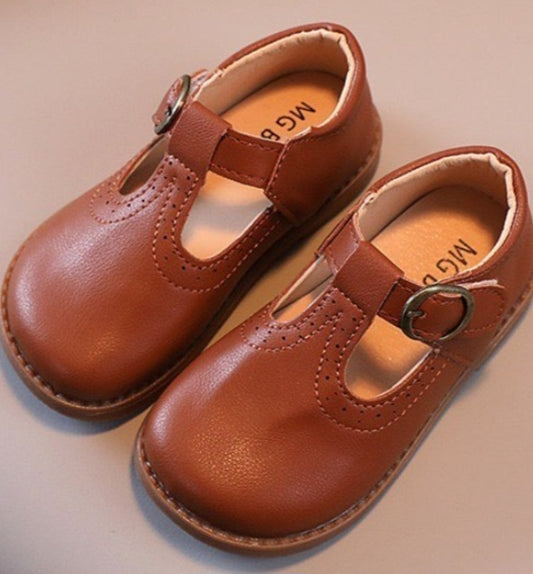 Girls Brown Mary Jane Dress Shoes