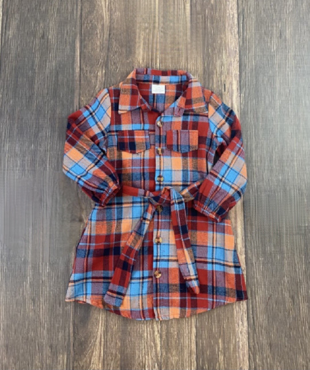 Girls Red & Blue Fall Plaid Dress