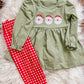 Girls Embroidered Santa Pant Set