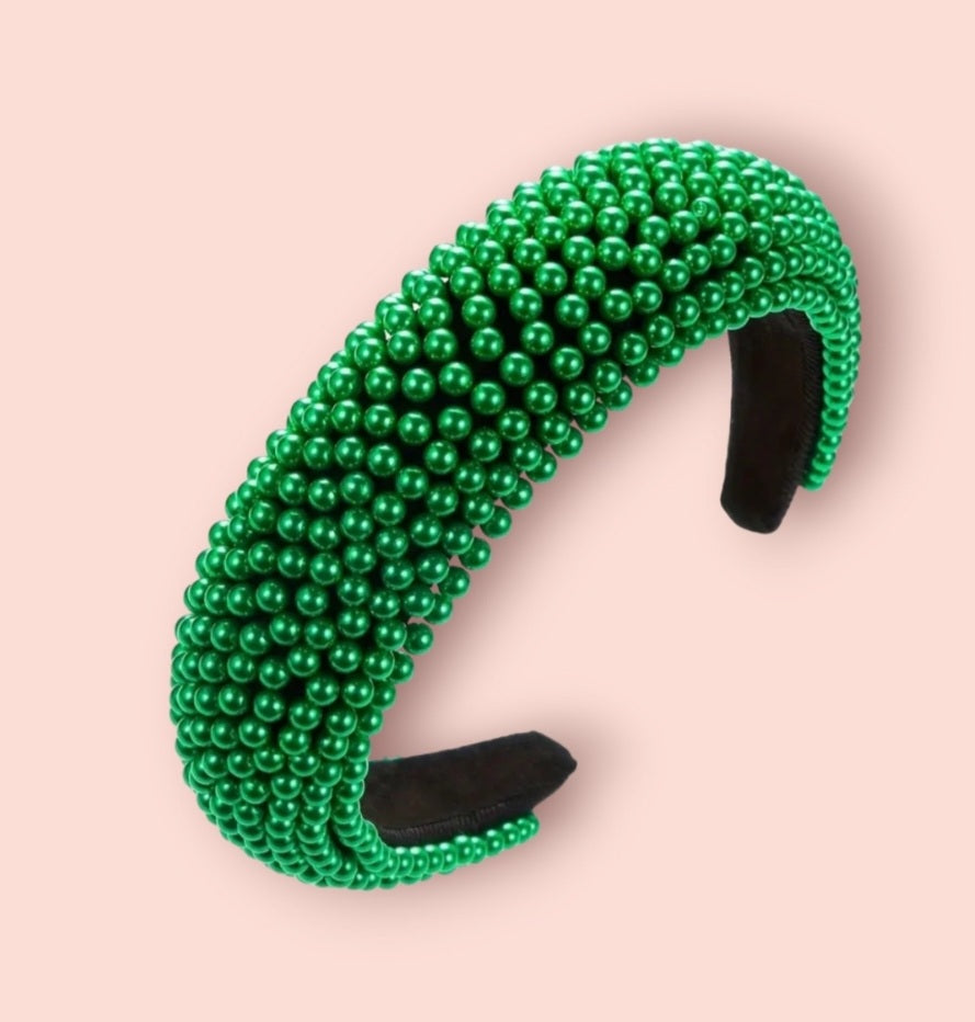 Girls Green Beaded Headband