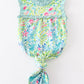 Green Lily print ruffle baby girl gown