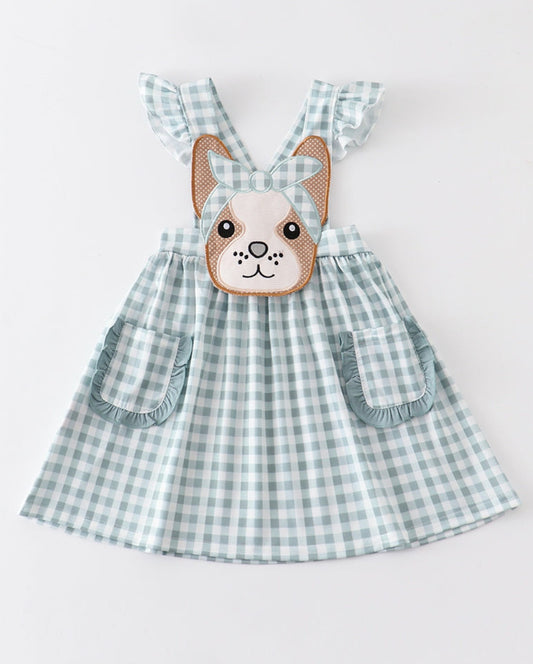 French knot Bulldog pocket dress