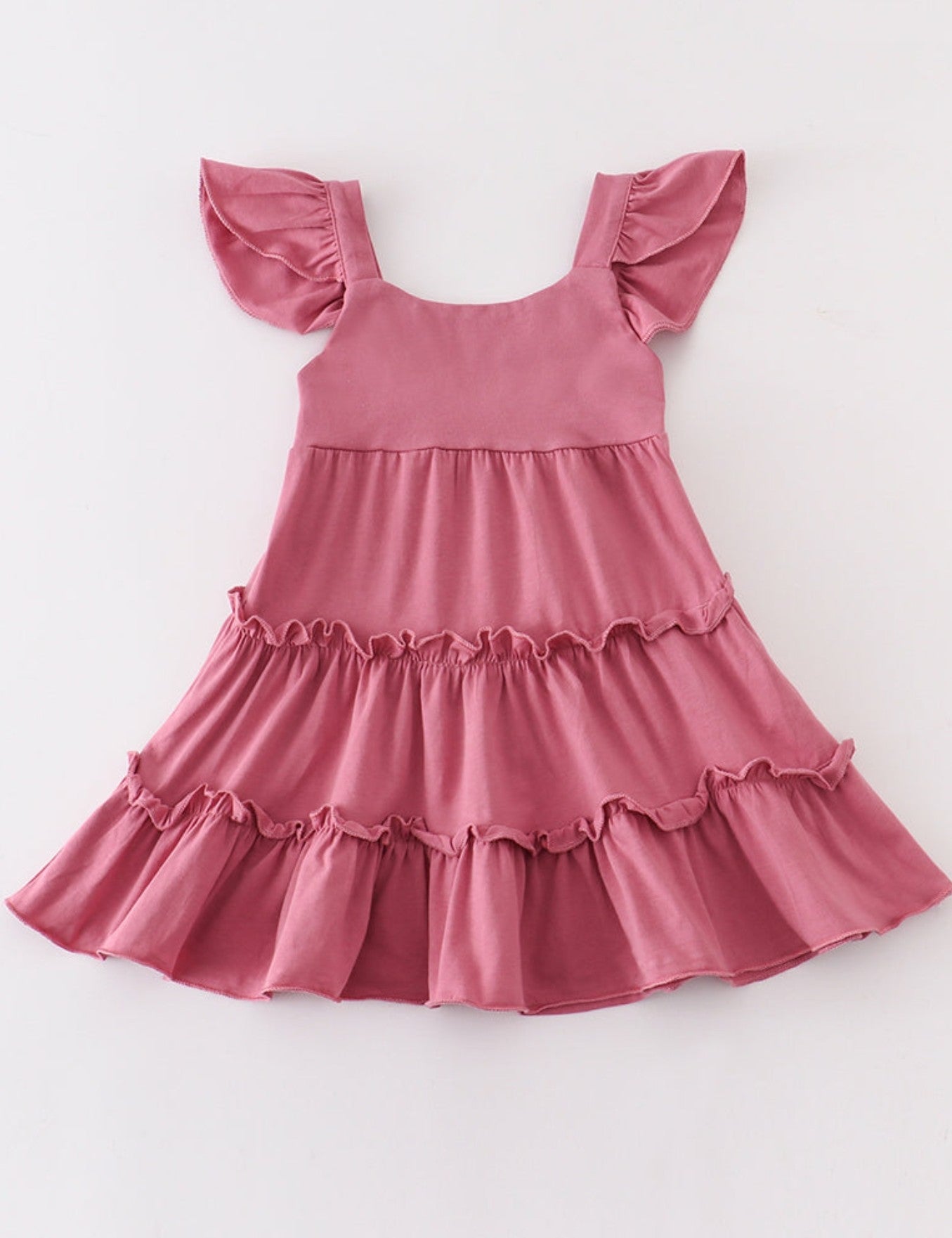 Bubblegum flutter trim tiered dress