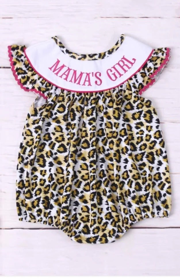 Leopard Mama's Girl Embroidered Bubble