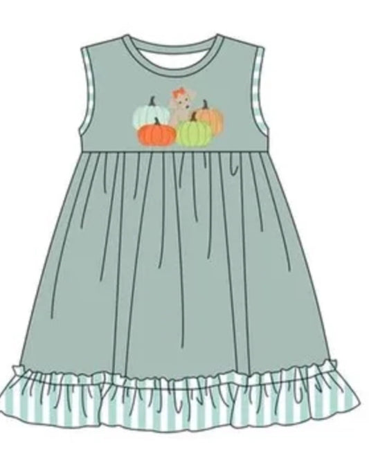 Puppies and Pumpkins Embroidered Dress