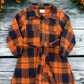 Girls Orange & Navy Plaid Fall Dress