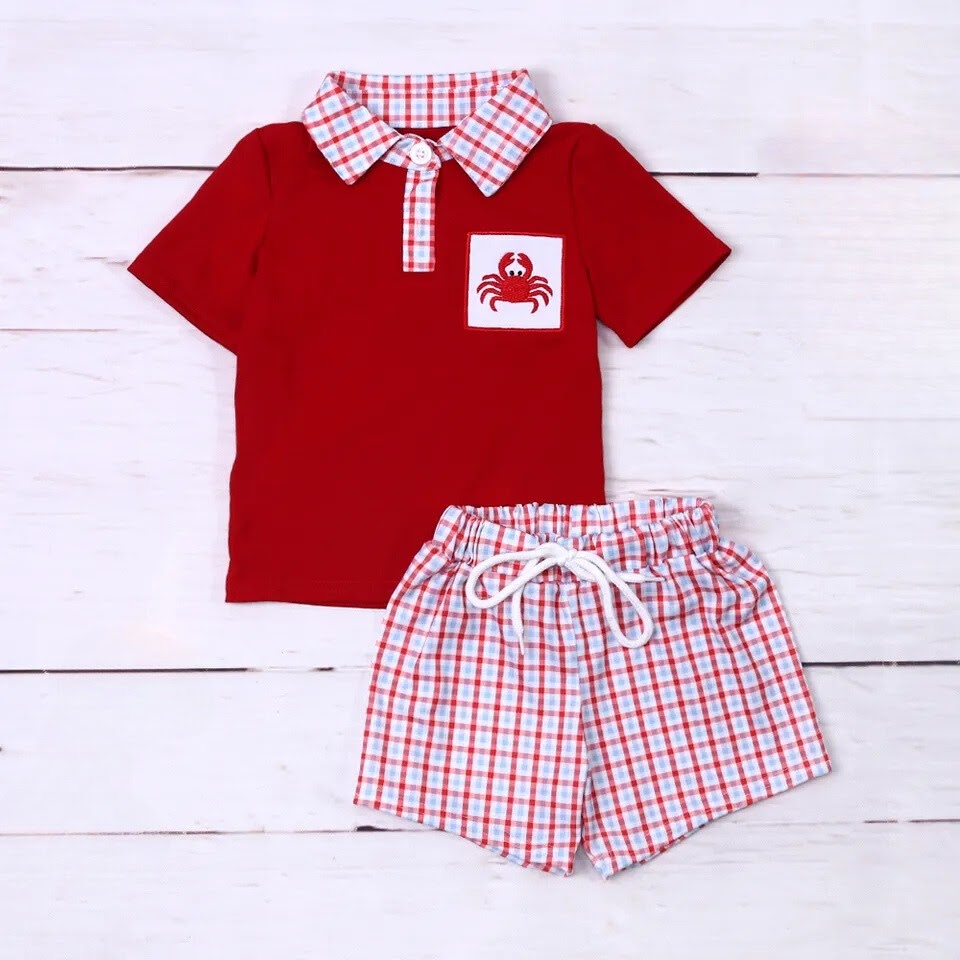 Crabby And Cute Boys Short Set