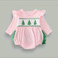 Pink & Green Embroidered Striped Bubble